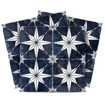 5" x 5" Blue and White Smoke Ash Mosaic Peel and Stick Removable Tiles