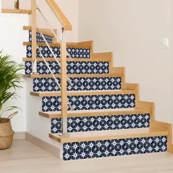 8" x 8" Blue and White Smoke Ash Mosaic Peel and Stick Removable Tiles