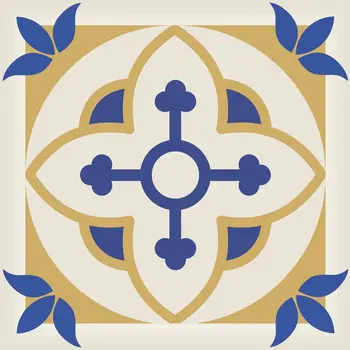 4" x 4" Gold Blue Yellow and White Ayla Mosaic Peel and Stick Removable Tiles