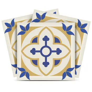 8" x 8" Gold Blue Yellow and White Ayla Mosaic Peel and Stick Removable Tiles