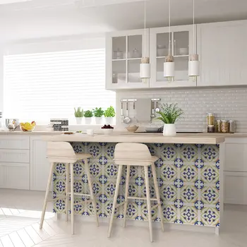 12" x 12" Gold Blue Yellow and White Ayla Mosaic Peel and Stick Removable Tiles