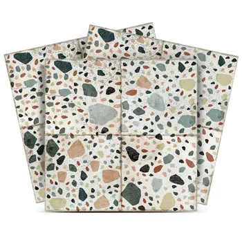 5" x 5" Dark Slate Gray Silver and White Smoke Aziel Mosaic Peel and Stick Removable Tiles