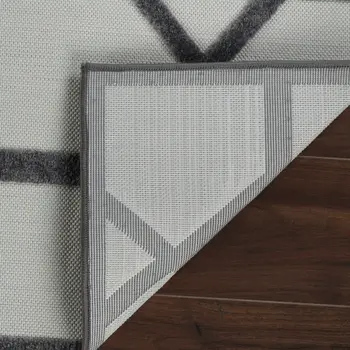 8' X 10' Beige And Gray Geometric Distressed Indoor Outdoor Area Rug