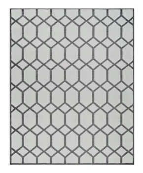 8' X 10' Beige And Gray Geometric Distressed Indoor Outdoor Area Rug