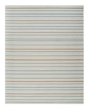 5' X 7' Cream and Beige Striped Distressed Indoor Outdoor Area Rug