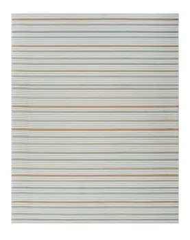 8' X 10' Cream and Beige Striped Distressed Indoor Outdoor Area Rug