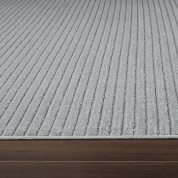 5' X 7' Cream and Beige Striped Distressed Indoor Outdoor Area Rug