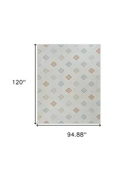 8' X 10' Cream and Beige Geometric Distressed Indoor Outdoor Area Rug