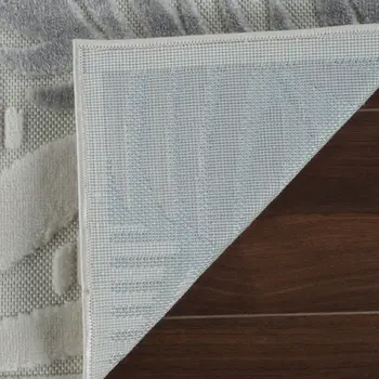 8' X 10' Cream and Beige Botanical Leaves Distressed Indoor Outdoor Area Rug