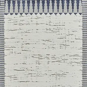 3' X 5' Blue and Cream Abstract Distressed Indoor Outdoor Area Rug