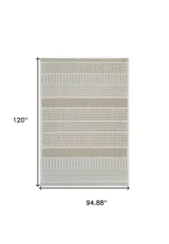 8' X 10' Beige and Brown Geometric Distressed Indoor Outdoor Area Rug