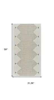 3' X 5' Beige and Brown Geometric Distressed Indoor Outdoor Area Rug