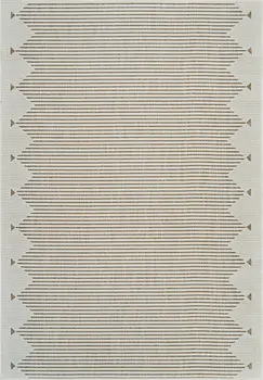 8' X 10' Beige and Brown Geometric Distressed Indoor Outdoor Area Rug