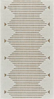 3' X 5' Beige And Brown Geometric Distressed Indoor Outdoor Area Rug