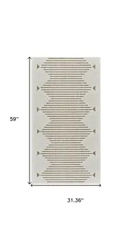 3' X 5' Beige And Brown Geometric Distressed Indoor Outdoor Area Rug