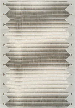 5' X 7' Beige And Brown Geometric Distressed Indoor Outdoor Area Rug