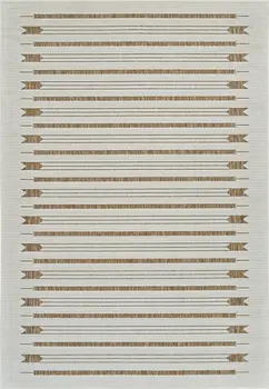 5' X 7' Beige And Brown Geometric Distressed Indoor Outdoor Area Rug