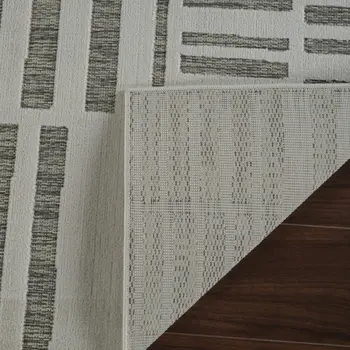 3' X 5' Cream and Beige Abstract Distressed Indoor Outdoor Area Rug