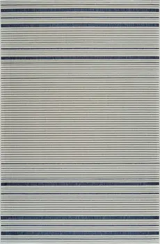 4' X 6' Blue and Cream Striped Distressed Indoor Outdoor Area Rug