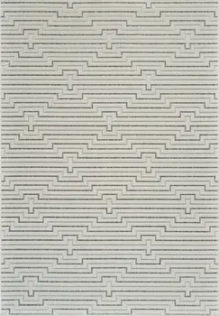 4' X 6' Cream and Beige Geometric Distressed Indoor Outdoor Area Rug