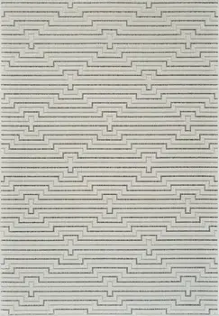 8' X 10' Cream and Beige Geometric Distressed Indoor Outdoor Area Rug