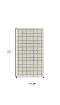 10' Cream and Beige Geometric Distressed Indoor Outdoor Runner Rug