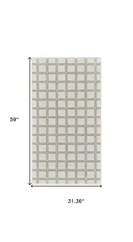 3' X 5' Cream and Beige Geometric Distressed Indoor Outdoor Area Rug