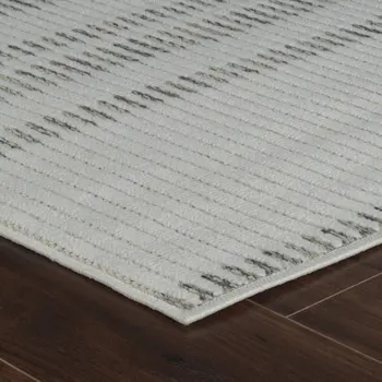 8' Cream and Beige Striped Distressed Indoor Outdoor Runner Rug