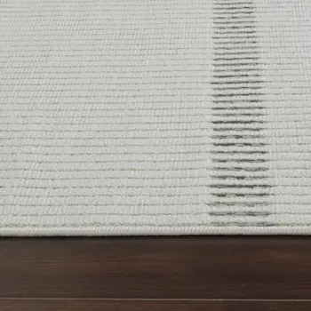 8' Cream and Beige Striped Distressed Indoor Outdoor Runner Rug