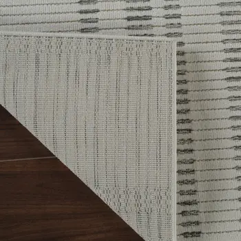 6' X 9' Cream and Beige Striped Distressed Indoor Outdoor Area Rug