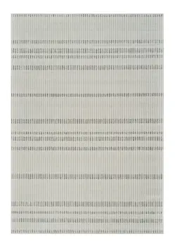 6' X 9' Cream and Beige Striped Distressed Indoor Outdoor Area Rug