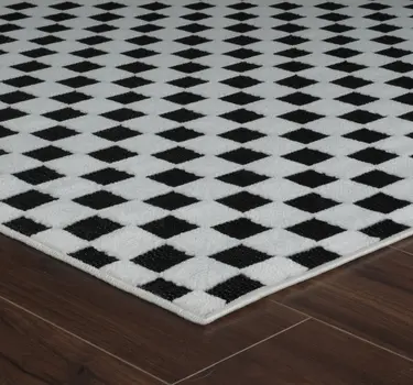 8' X 10' Black and White Geometric Distressed Indoor Outdoor Area Rug
