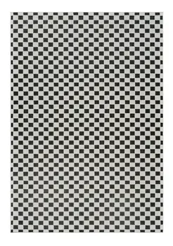 8' X 10' Black and White Geometric Distressed Indoor Outdoor Area Rug