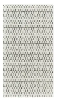 8' Cream and Beige Geometric Distressed Indoor Outdoor Runner Rug