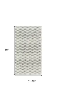 3' X 5' Cream and Beige Geometric Distressed Indoor Outdoor Area Rug