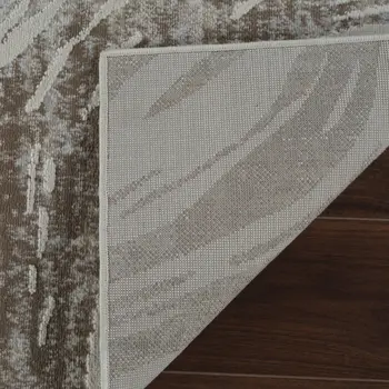 7' X 10' Beige and Brown Abstract Distressed Area Rug