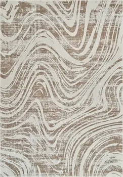 7' X 10' Beige and Brown Abstract Distressed Area Rug