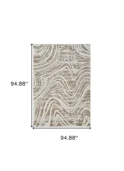 8' X 11' Beige and Brown Abstract Distressed Area Rug
