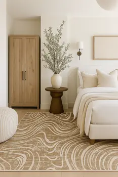 8' X 11' Beige and Brown Abstract Distressed Area Rug