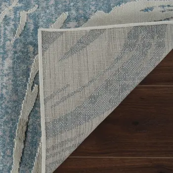 4' X 6' Blue and Beige Abstract Distressed Area Rug
