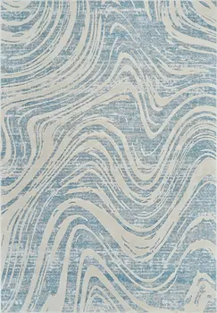 4' X 6' Blue and Beige Abstract Distressed Area Rug