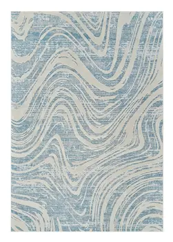 5' X 8' Blue and Beige Abstract Distressed Area Rug