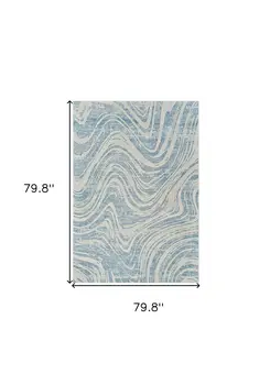 7' X 10' Blue and Beige Abstract Distressed Area Rug