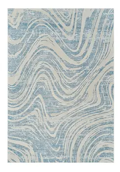 8' X 11' Blue and Beige Abstract Distressed Area Rug