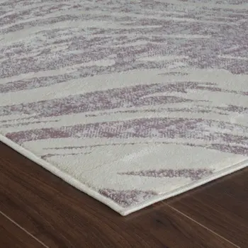 4' X 6' Beige and Purple Abstract Distressed Area Rug