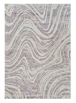 5' X 8' Beige and Purple Abstract Distressed Area Rug