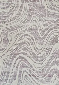 5' X 8' Beige and Purple Abstract Distressed Area Rug
