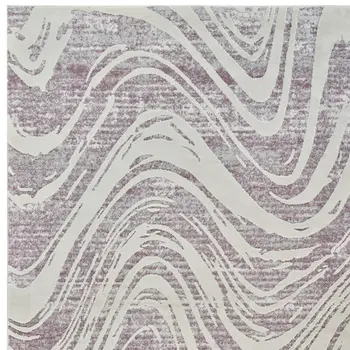 7' X 10' Beige and Purple Abstract Distressed Area Rug