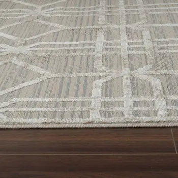 8' X 11' Beige and Brown Abstract Distressed Area Rug