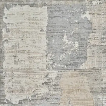 4' X 6' Gray and Cream Abstract Distressed Area Rug
